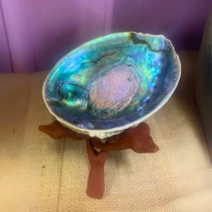 Abalone Shell & Wood Stand Sage Burner