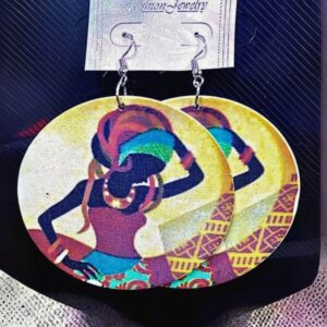 African Wood Earring